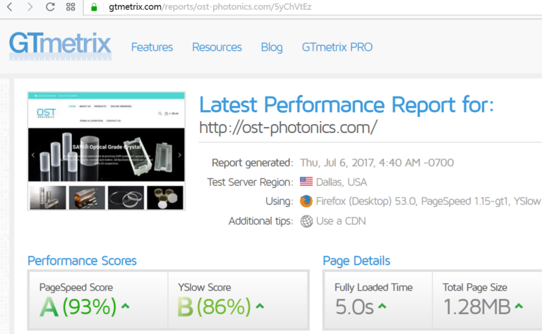 GTmetrix Speed Test